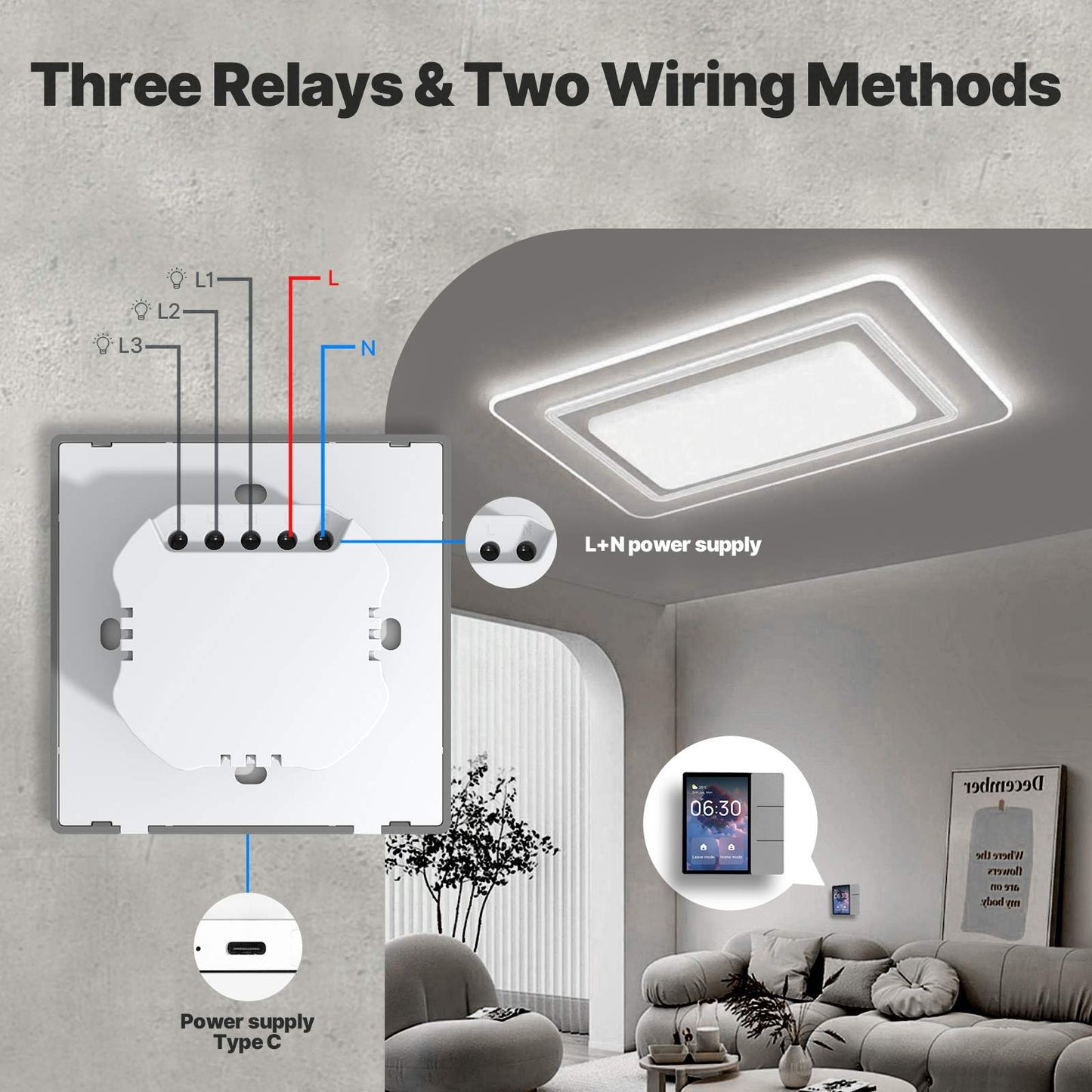 Tuya WiFi 3.5-inch Smart Center Touch Control Panel 3 Relays Physical Buttons Ble Sigmesh Hub Built-in