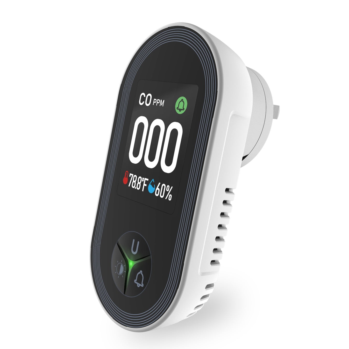 Carbon Monoxide Detector Plug-in 3-in-1 Display with Temperature Humidity Sensor Built-in CO Monitor Alarm Sound Warning