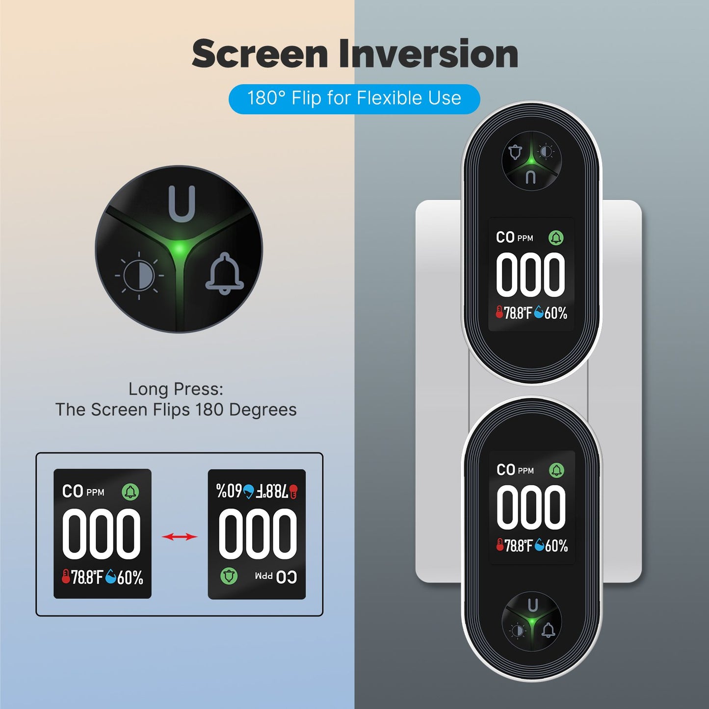 Carbon Monoxide Detector Plug-in 3-in-1 Display with Temperature Humidity Sensor Built-in CO Monitor Alarm Sound Warning