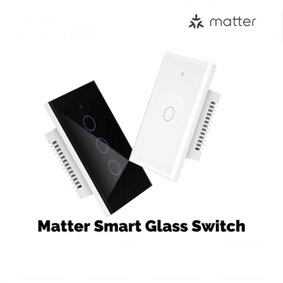 Interruptor de luz inteligente Matter WiFi con panel de vidrio y cable neutro. Estándar de EE. UU.