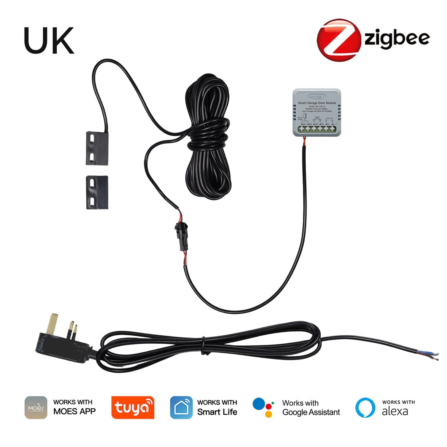 Zigbee Garage Door Controller Module Works with Tuya/Smart Life Alexa & Google Home Voice Control