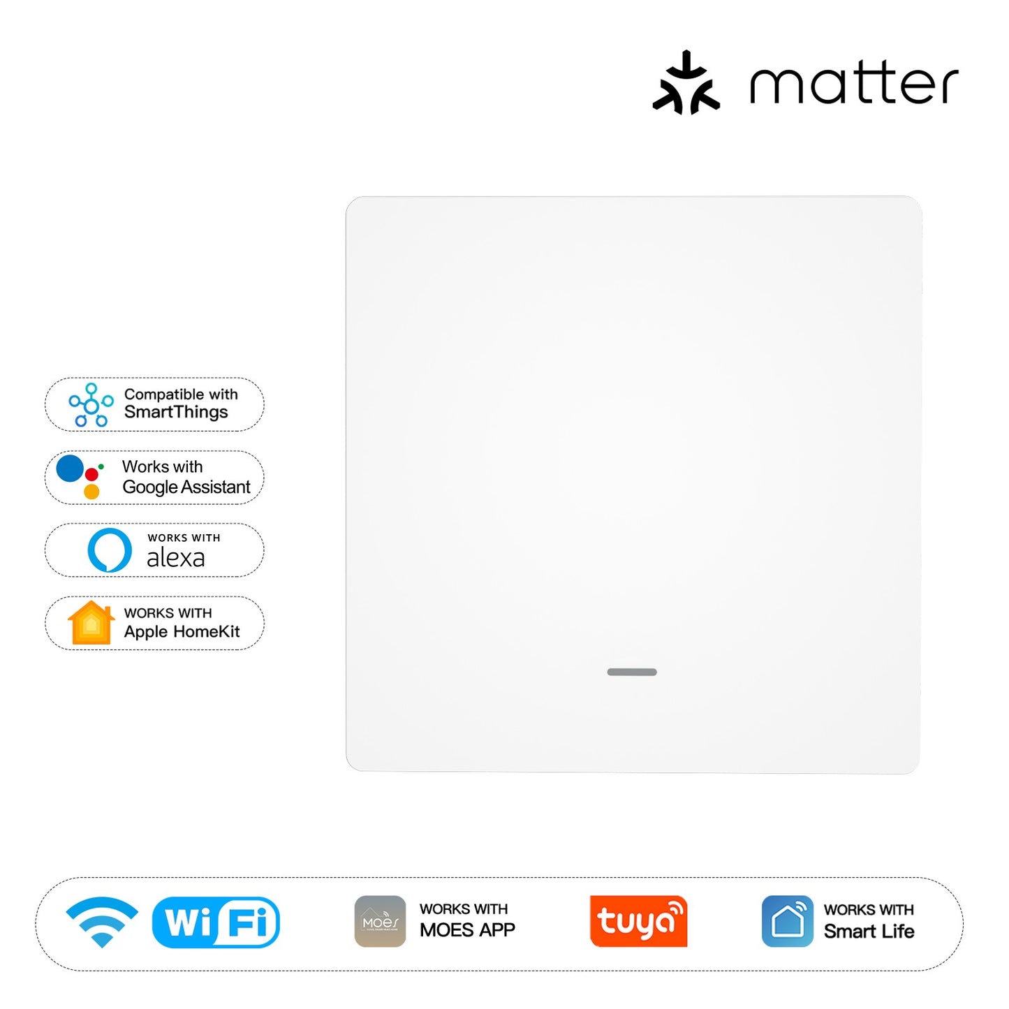 Matter WiFi Smart Push Button Light Switch App Control Neutral Wire Required EU Verison