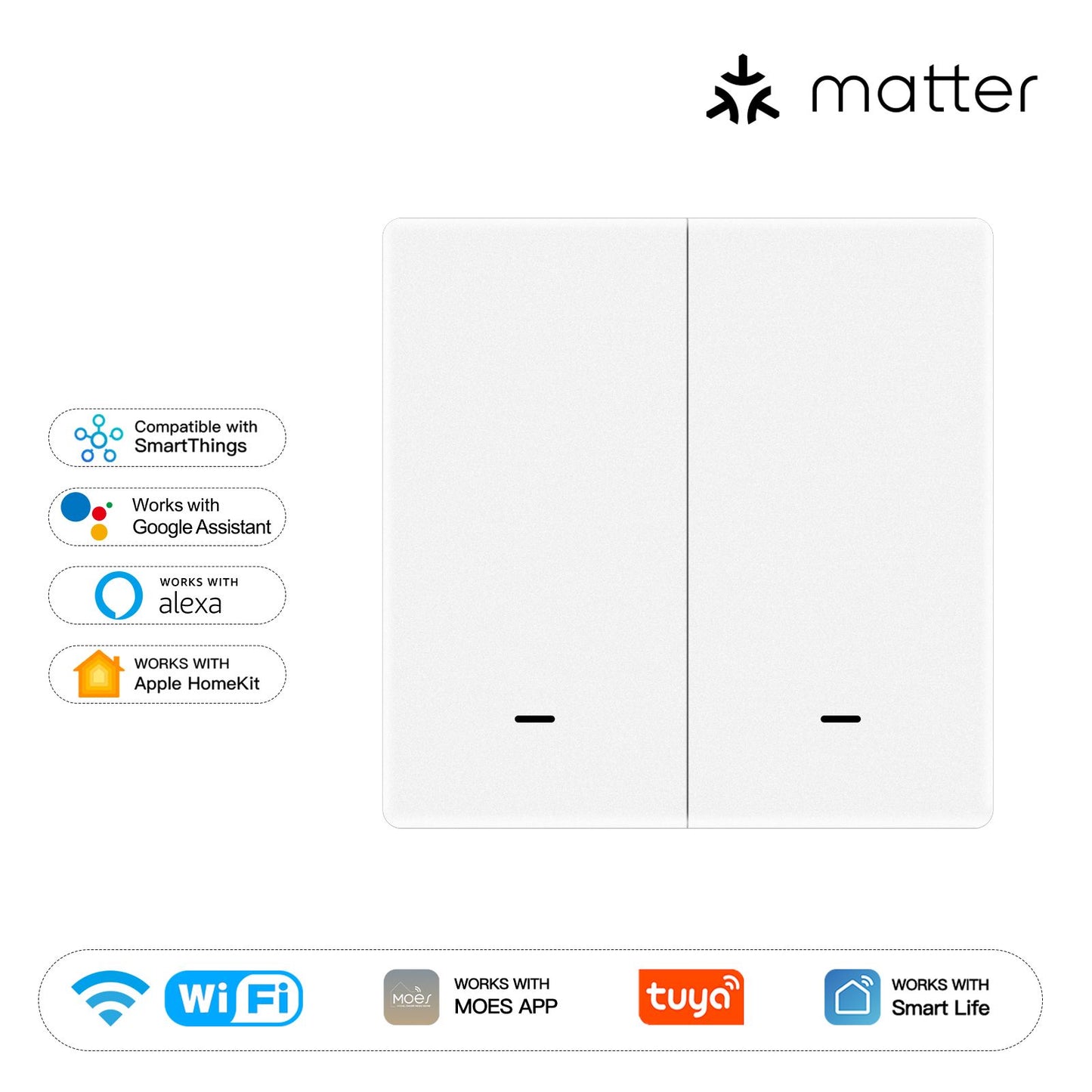 Matter WiFi Smart Push Button Light Switch App Control Neutral Wire Required EU Verison