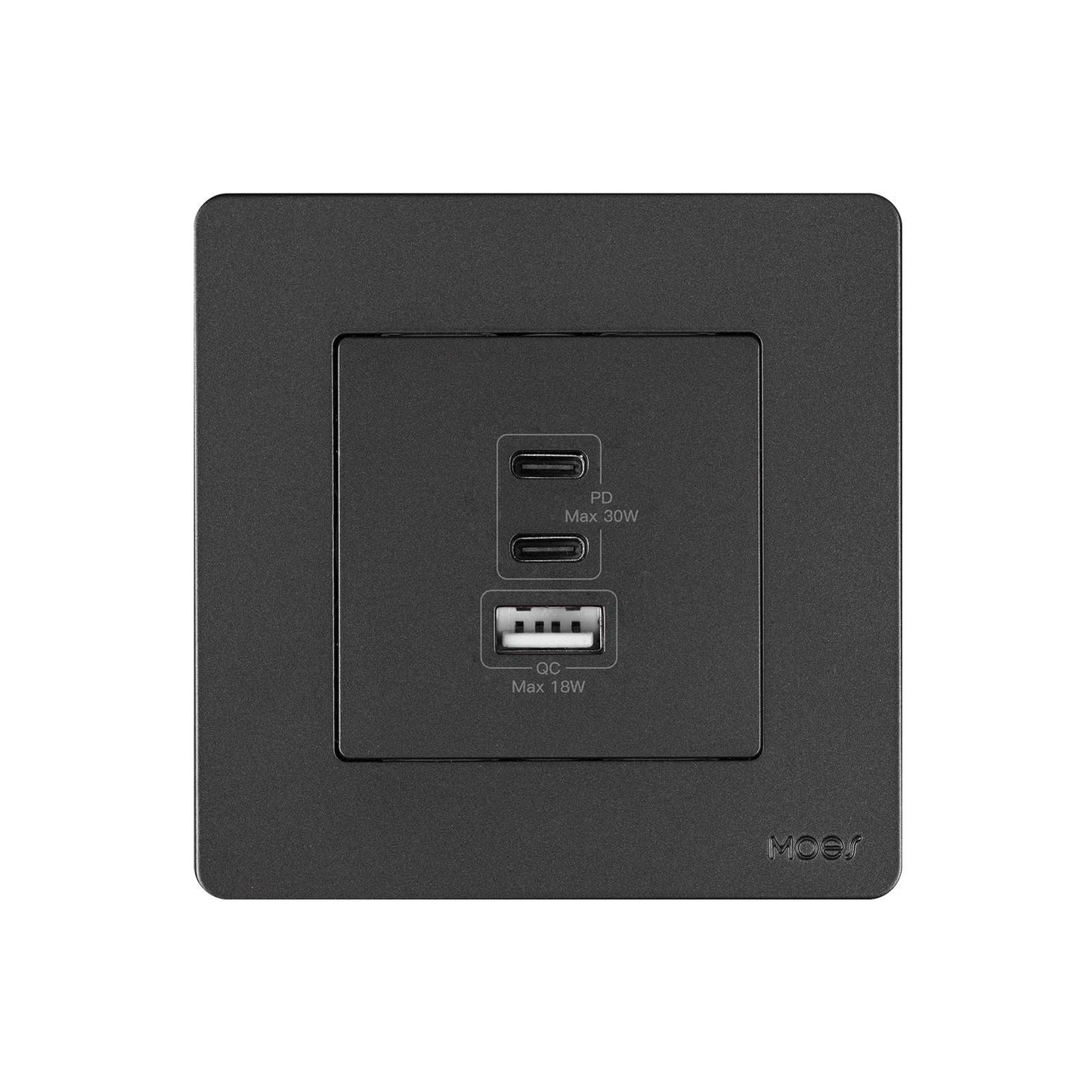 Star Ring 30W Fast Charging PD3.0 Wall Electrical Outlet Charger GaN Socket 3 Ports Type C USB A