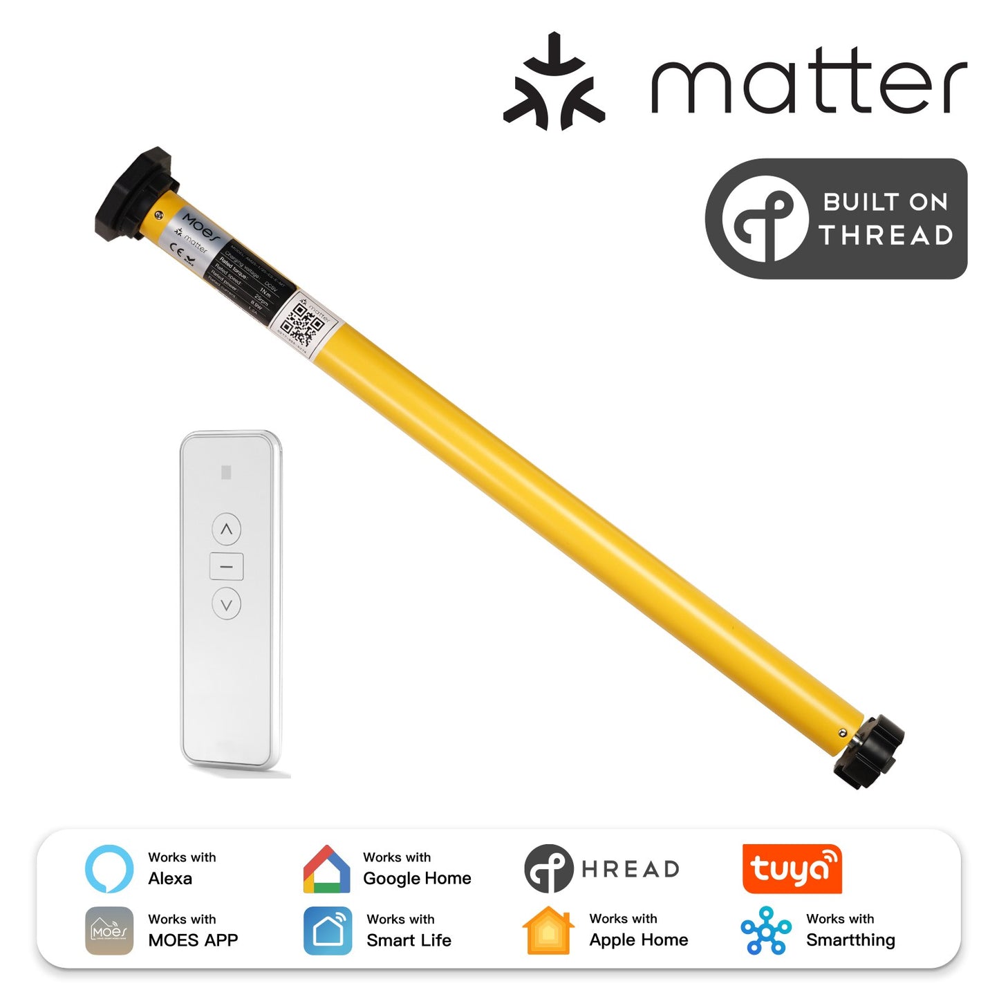 Tuya Matter Over Thread Smart Roller Blinds Motor 38mm Tube Curtain Automation for Alexa Google Home HomeKit