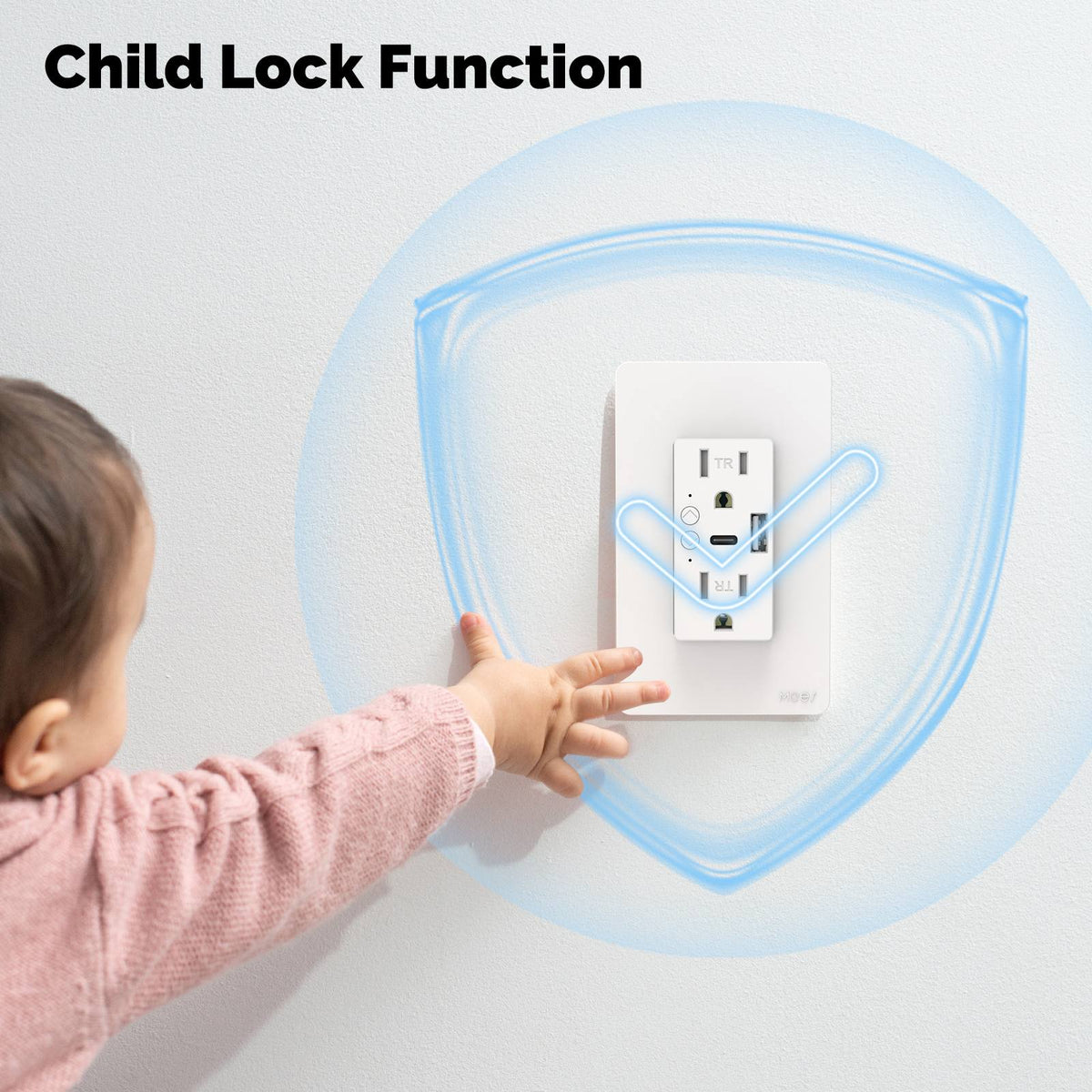 Smart WiFi USB Wall Outlet with Type-C & Type-A Ports, in-Wall Plug Socket Receptacle 15A