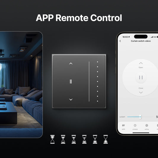 Star Feather Series Zigbee Smart Curtain Switch Anti-Glare Touch Panel Flowing Backlight