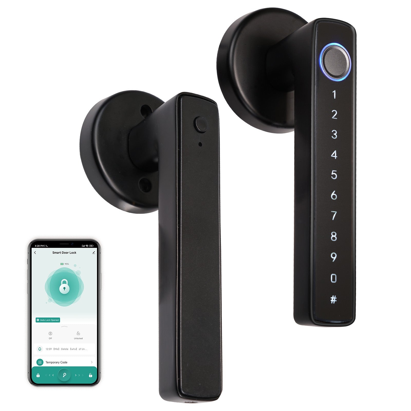 Smart Door Lock With Fingerprint & Code Entry - Keyless Digital Handle For Home Security