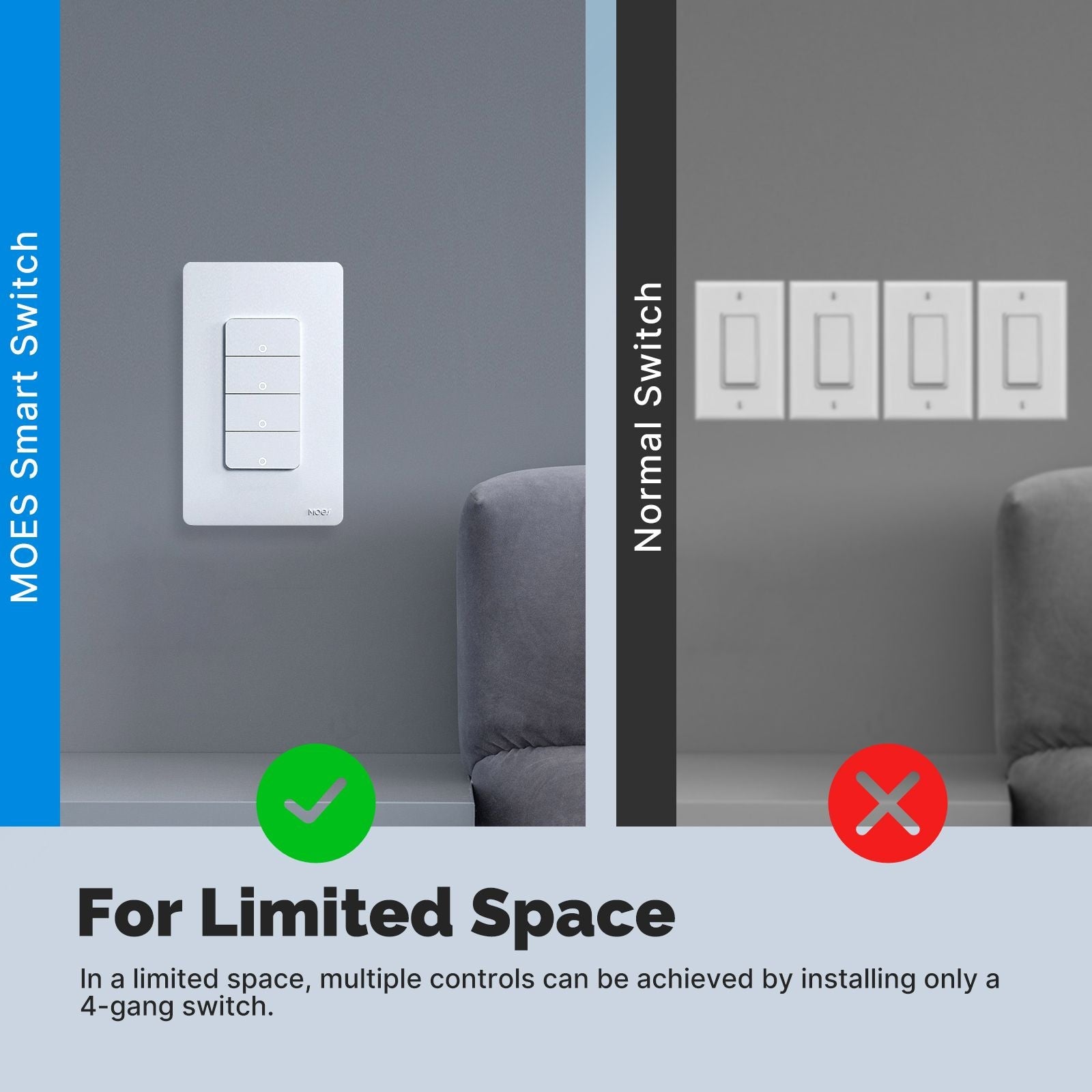 Matter WiFi Smart Light Button Switch App Control Neutral Wire Required US Standard