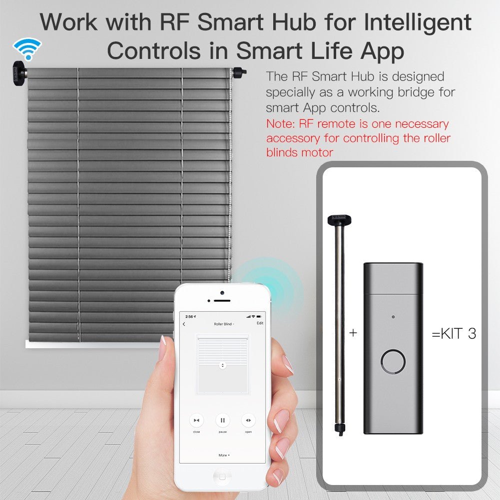 Rechargeable Tubular Roller Blind Motor RF433 Remote Control - MOES
