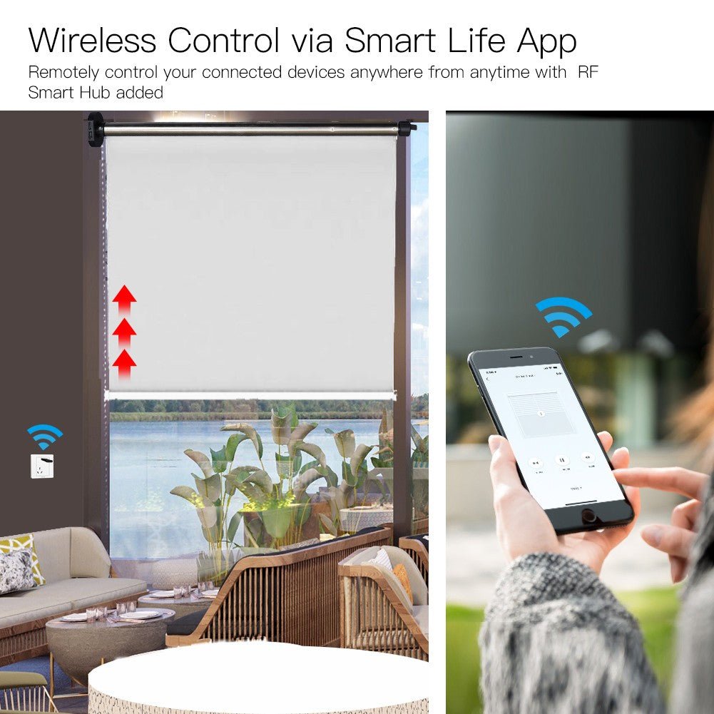 Rechargeable Tubular Roller Blind Motor RF433 Remote Control - MOES