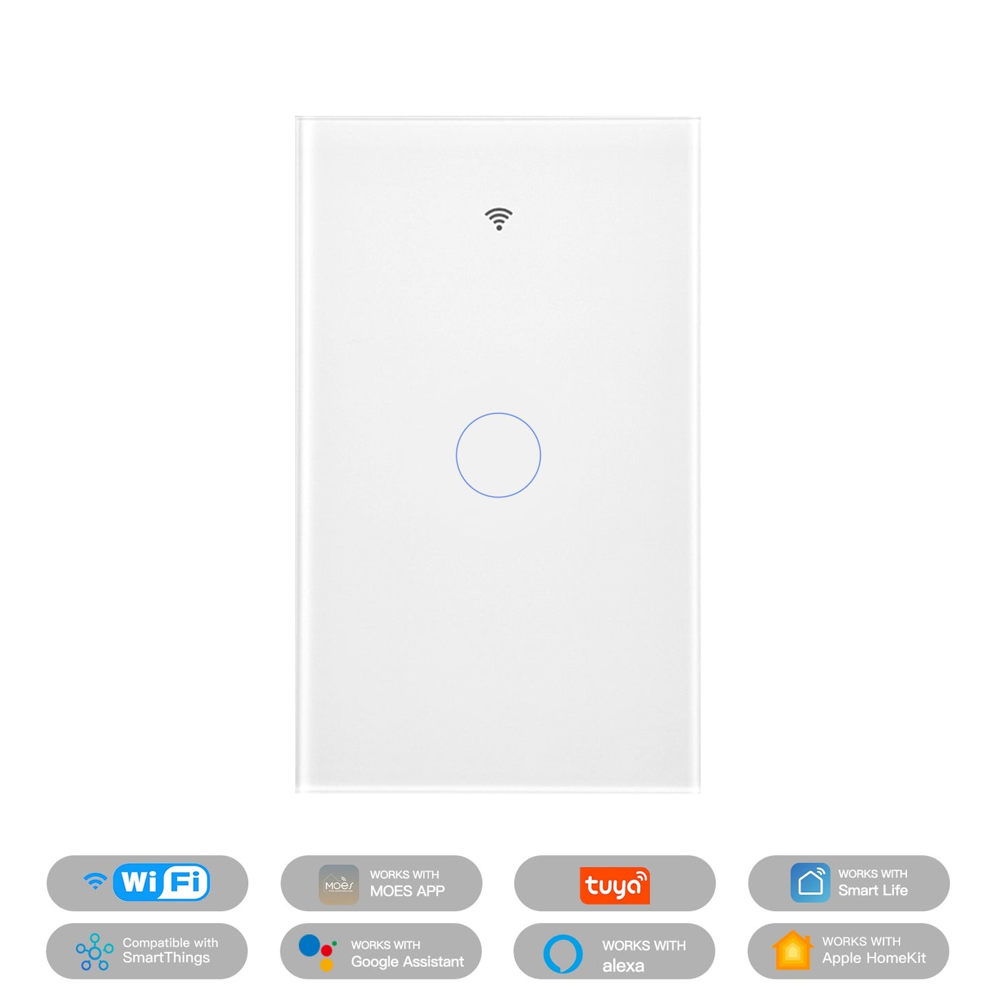 Matter WiFi Smart Light Switch Glass Panel Neutral Wire Required US Standard