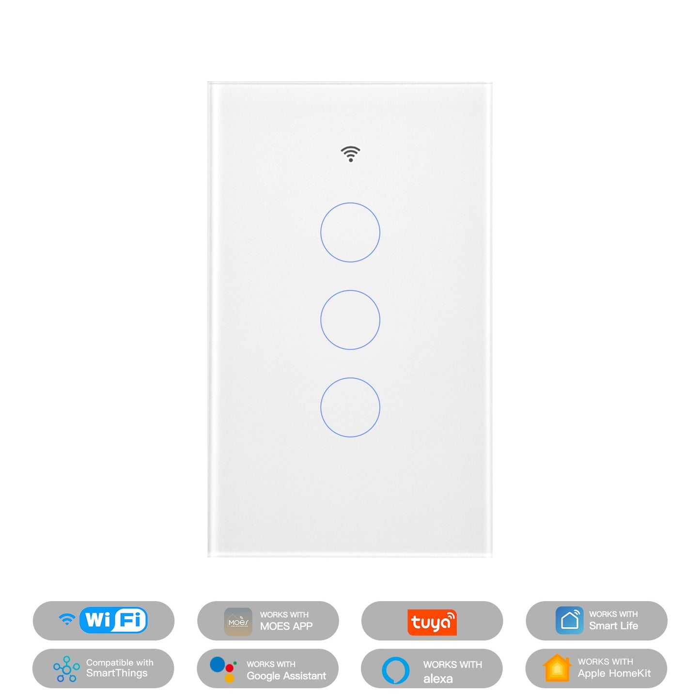Matter WiFi Smart Light Switch Glass Panel Neutral Wire Required US Standard