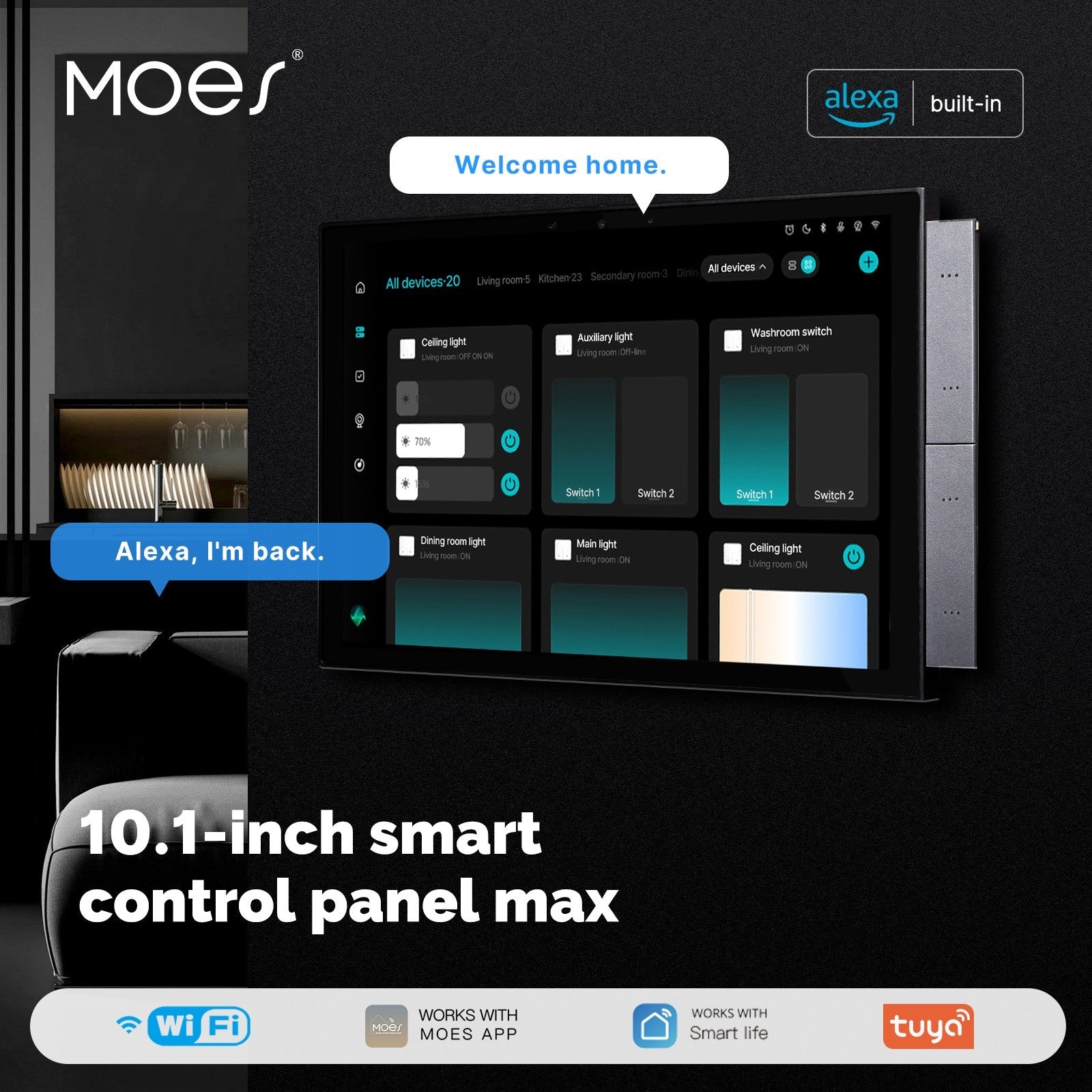Tuya 10.1-Inch Smart Control Panel Max with Ble/Zigbee Gateway - MOES