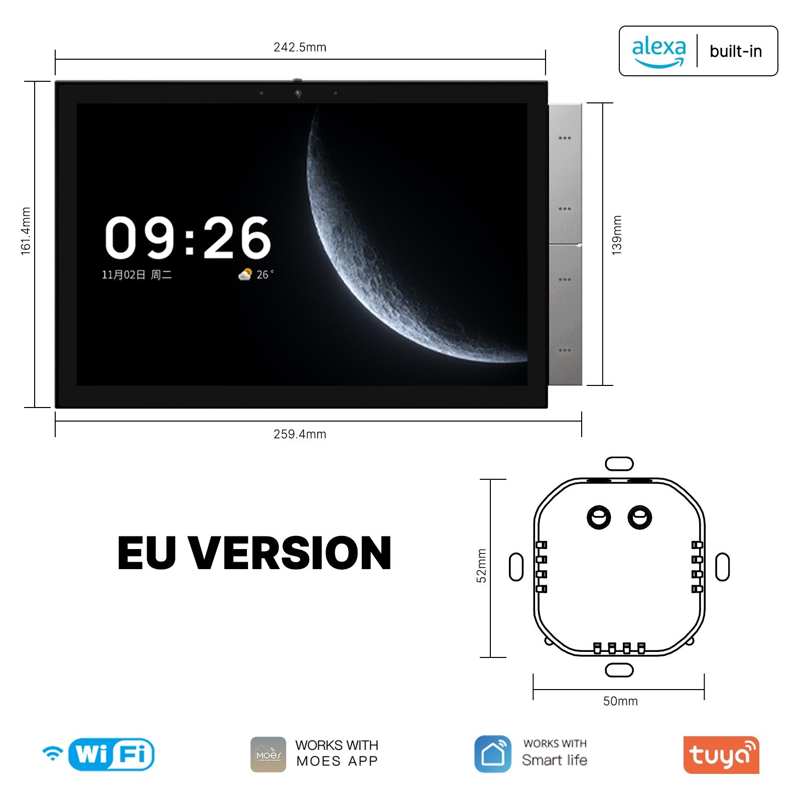 Tuya 10.1-Inch Smart Control Panel Max with Ble/Zigbee Gateway - MOES