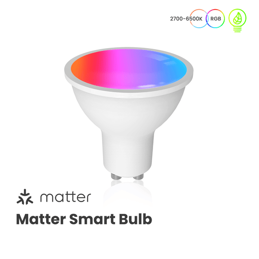 Tuya GU10 Matter WiFi Smart LED Bulb with Voice Control, Dimmable 5W Light 2700-6500K RGB Colors - MOES