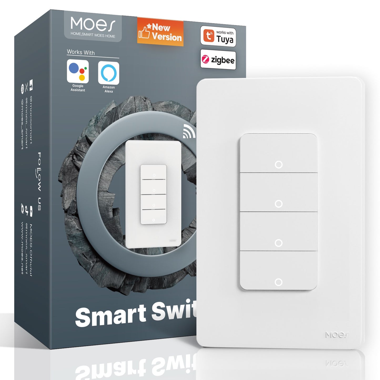 ZigBee 1/2/3/4 Gang Smart Light Switch, Alexa Google APP Remote Light Switching