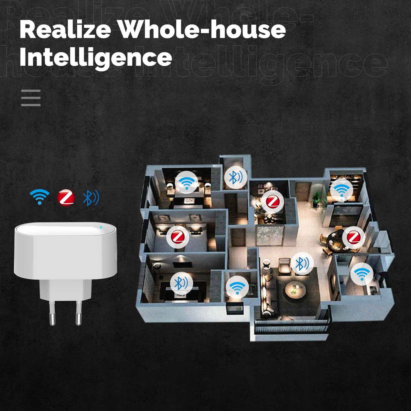 ZigBee Bluetooth Mesh Socket Multi-mode Gateway Smart Hub Allow 100+ Sub-devices EU Version