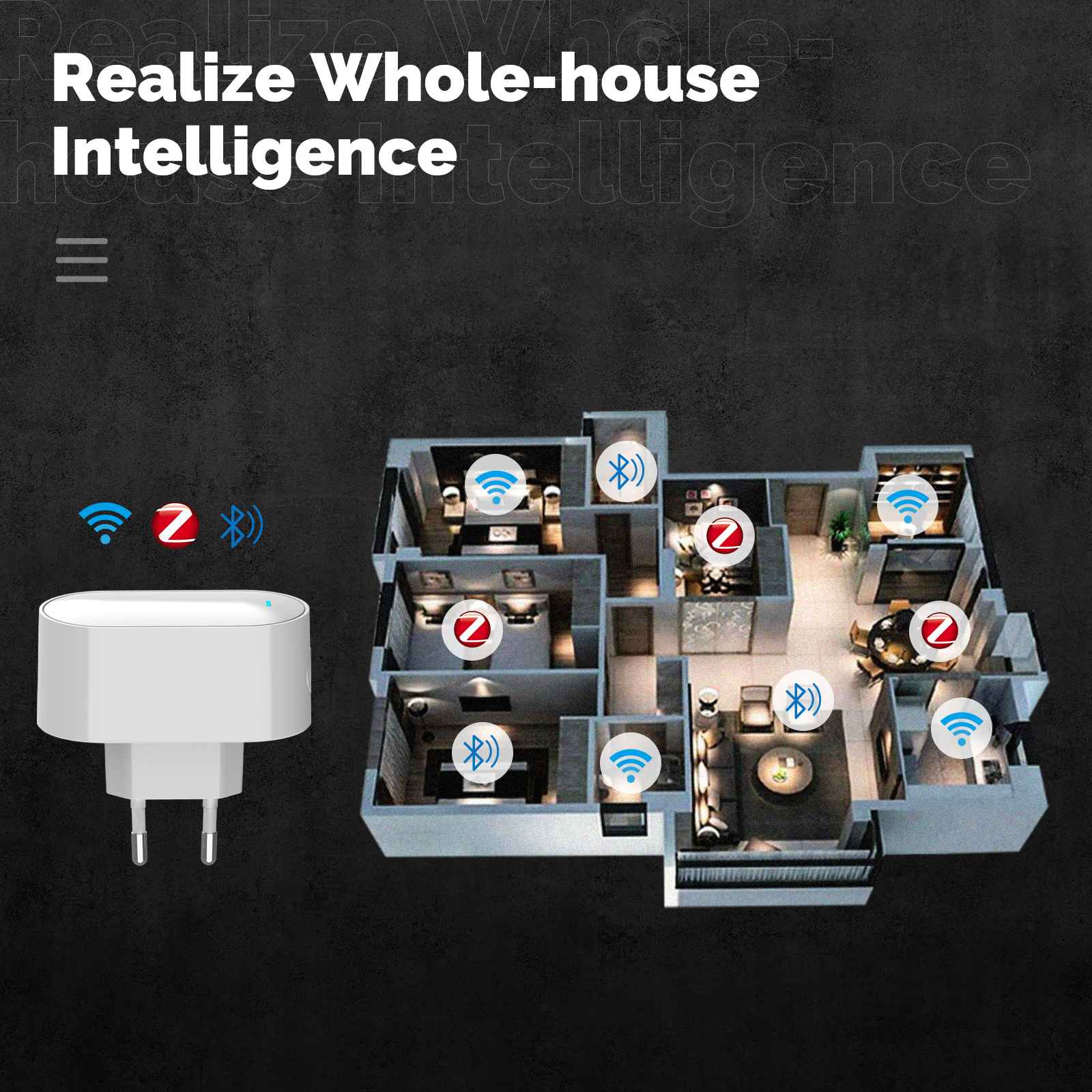 ZigBee Bluetooth Mesh Socket Multi-mode Gateway Smart Hub Allow 100+ Sub-devices EU Version