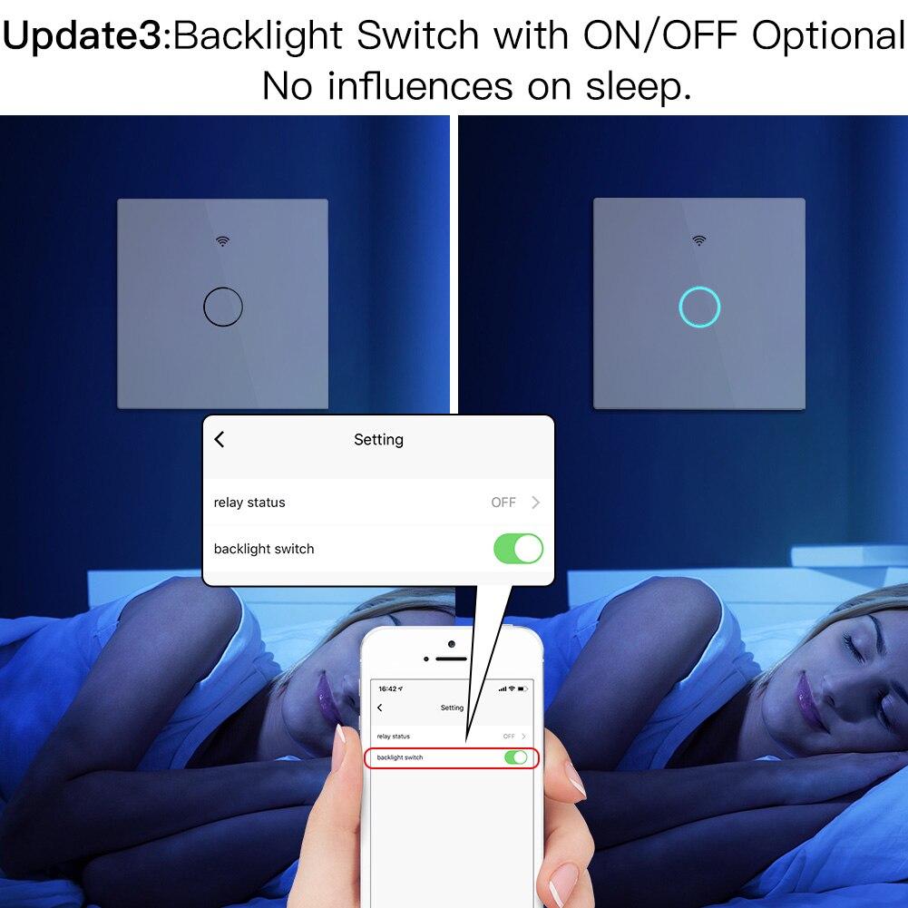 2020 NEW WiFi RF433 Smart Touch Switch 2/3 Way Smart Life/Tuya App Control,Alexa Google Home Voice Control 1 Gang EU - Moes