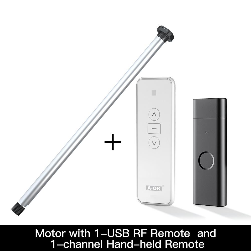 Automatic 15mm USB Rechargeable Tubular Roller Blind Motor for 17mm 25mm Tube Motorized Electric Roller Blind Shade Built-in Receiver RF433 Remote Control for 25mm Tube RF Remote Control - Moes