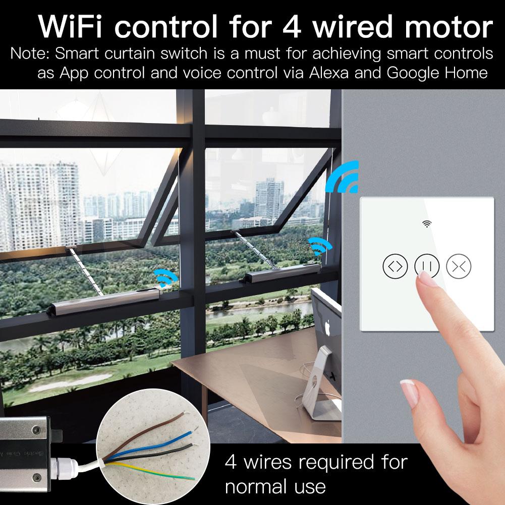 Electric Chain Window Opener 4 Wires Motor AC110V-220V Stainless Steel Chain Type with Tuya WiFi Curtain Blinds Switch & wall-mounted hand-held remote control kit Optional - Moes