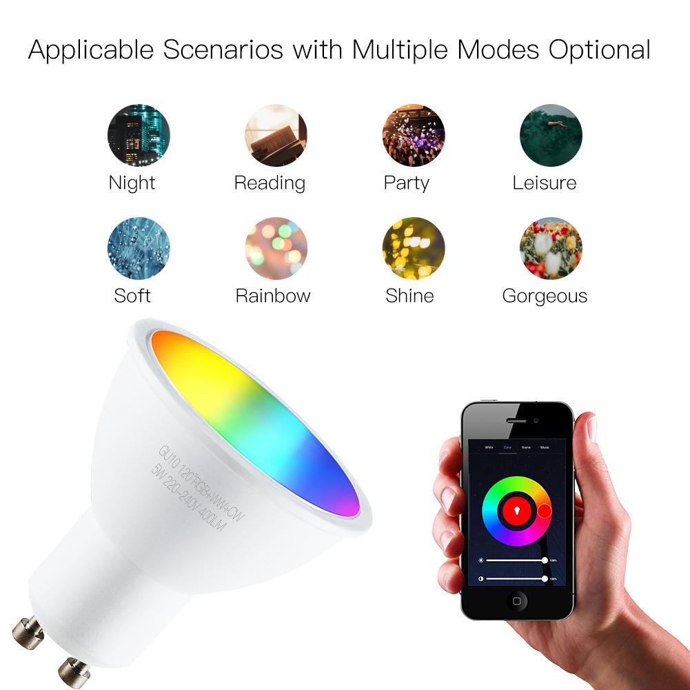 GU10 WiFi Smart LED Bulbs RGBW C+W White 5W Dimmable Lamps 220-240V - Moes