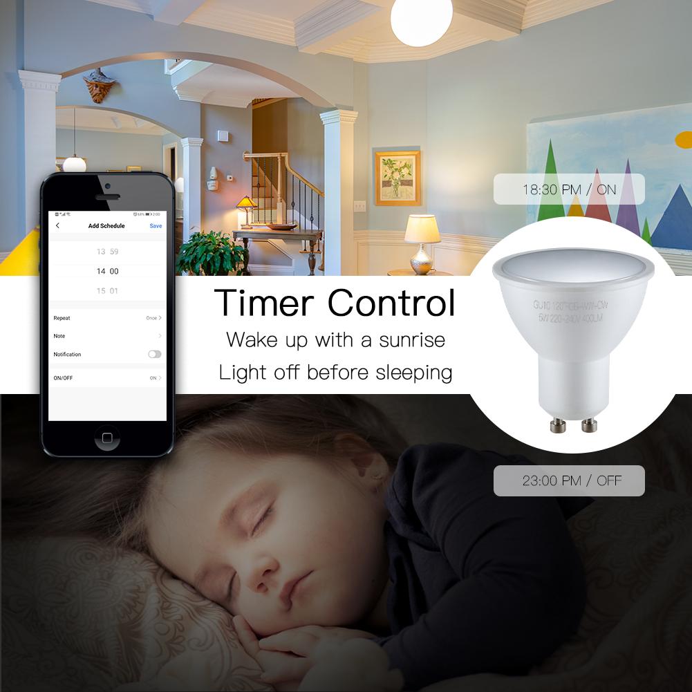 GU10 WiFi Smart LED Bulbs RGBW C+W White 5W Dimmable Lamps 220-240V - Moes
