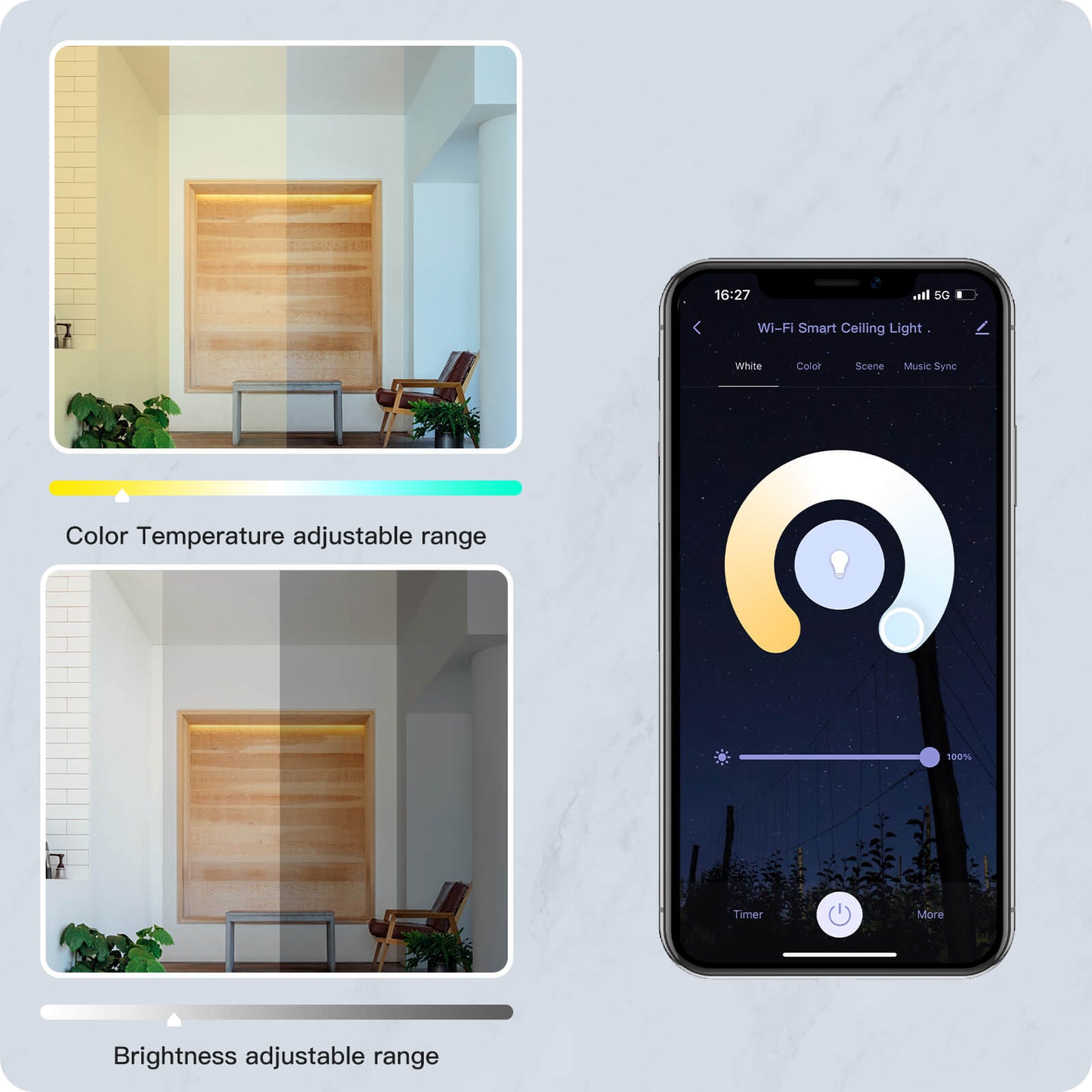 MOES Smart WIFI Ceiling Light ultrathin Energy-saving RGB Dimmable Lighting LED Lamp - MOES