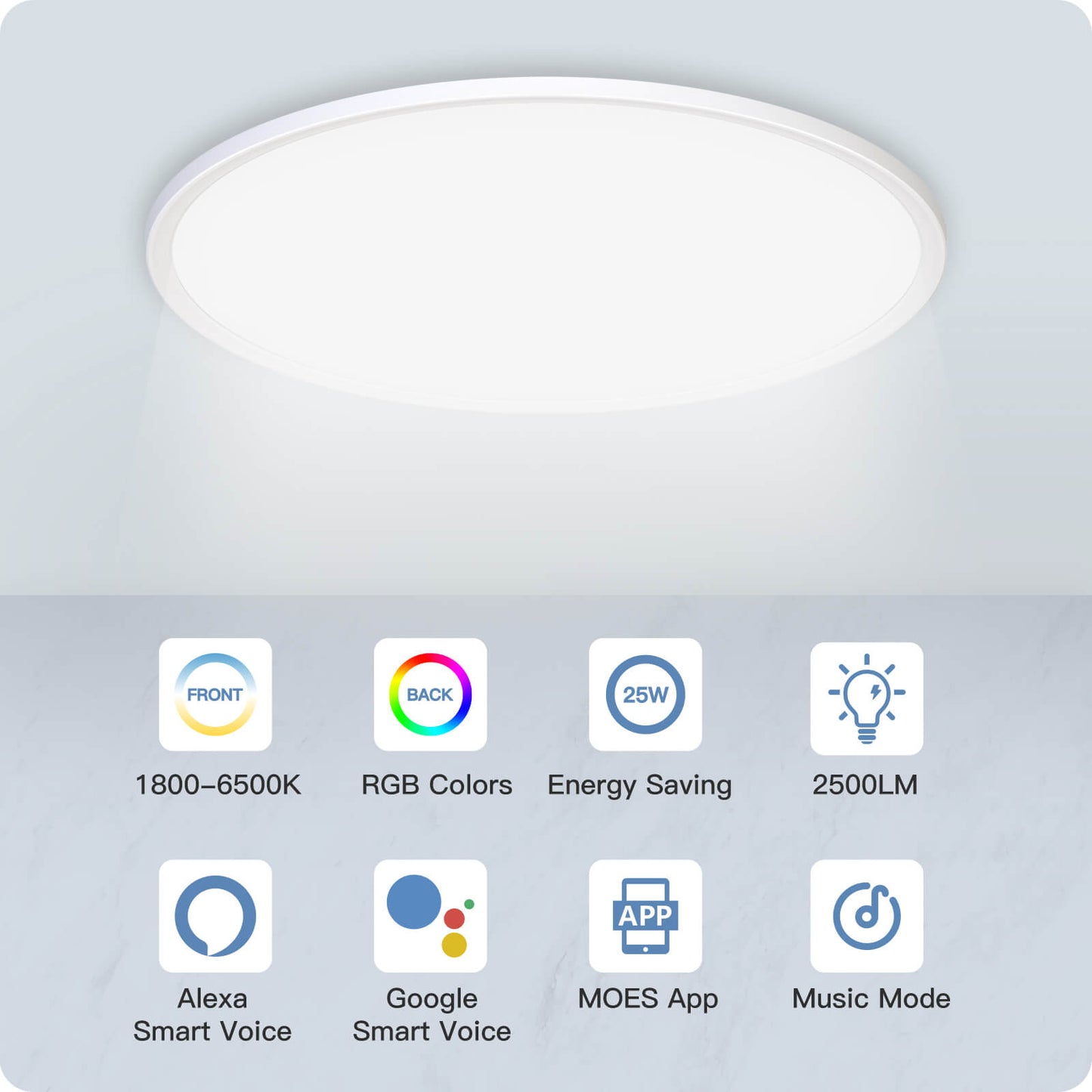 MOES Smart WIFI Ceiling Light ultrathin Energy-saving RGB Dimmable Lighting LED Lamp - MOES