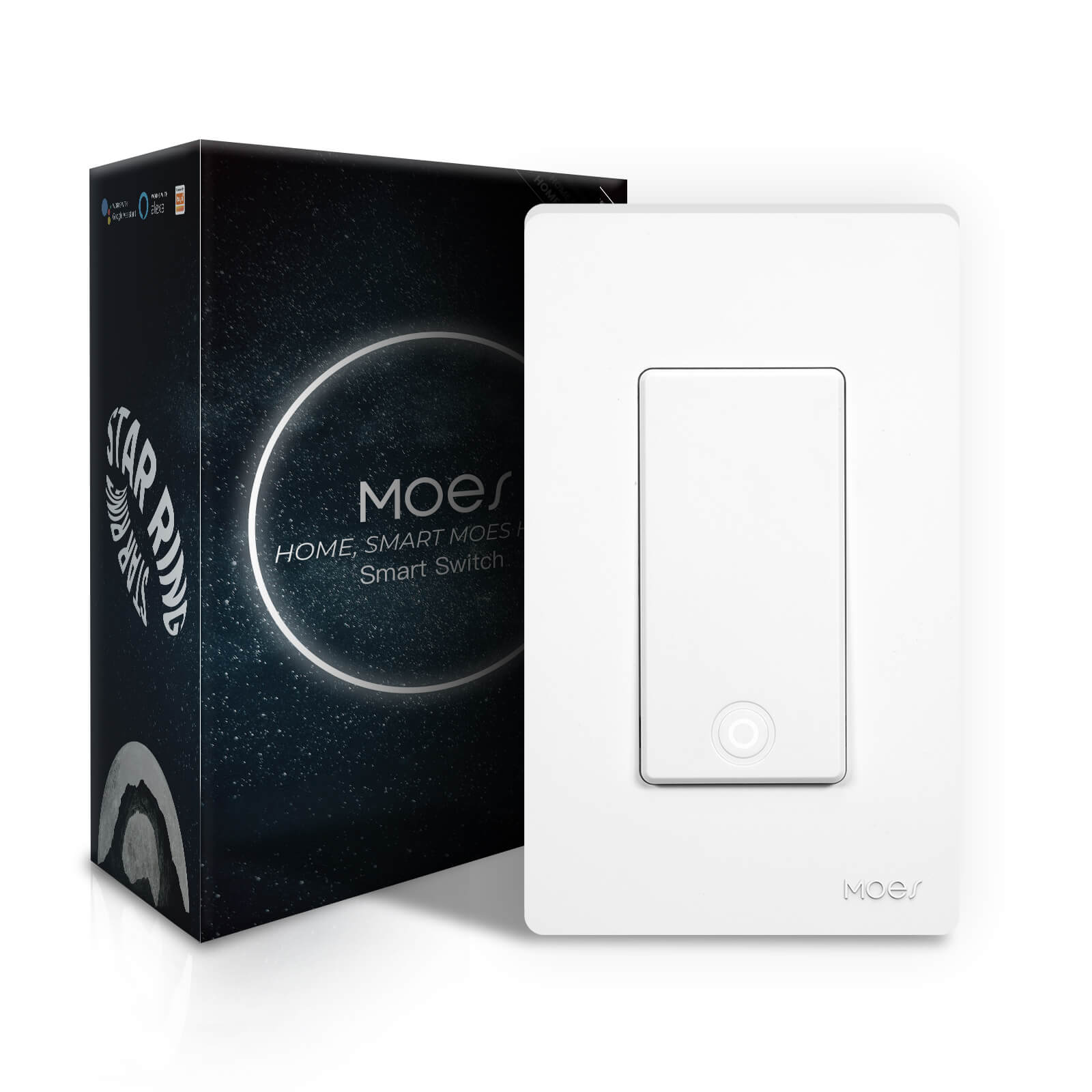 MOES Star Ring Switch No CapacitorWiFi Smart Light Switch No Neutral