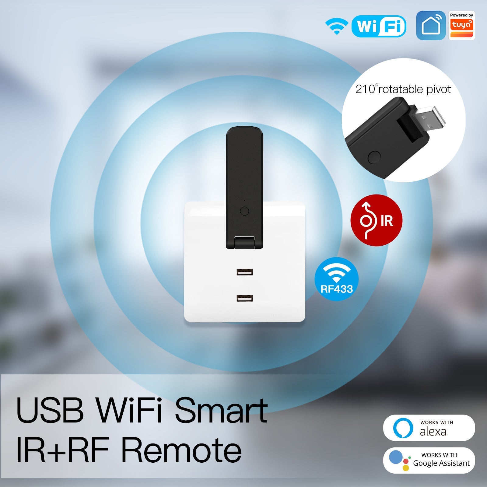 MOES Tuya Smart Infrared WiFi Remote Controller Wireless USB IR Controller 210°Rotate for IR TV Fan Switch Smart Home Automation Support Alexa Google Home - MOES