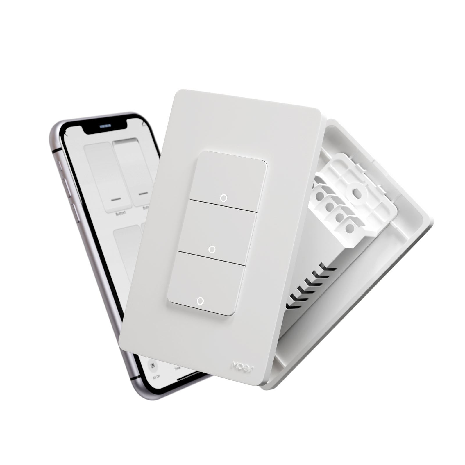 MOES Smart Light Switch |White Mini Push Button WiFi Switch APP Remote