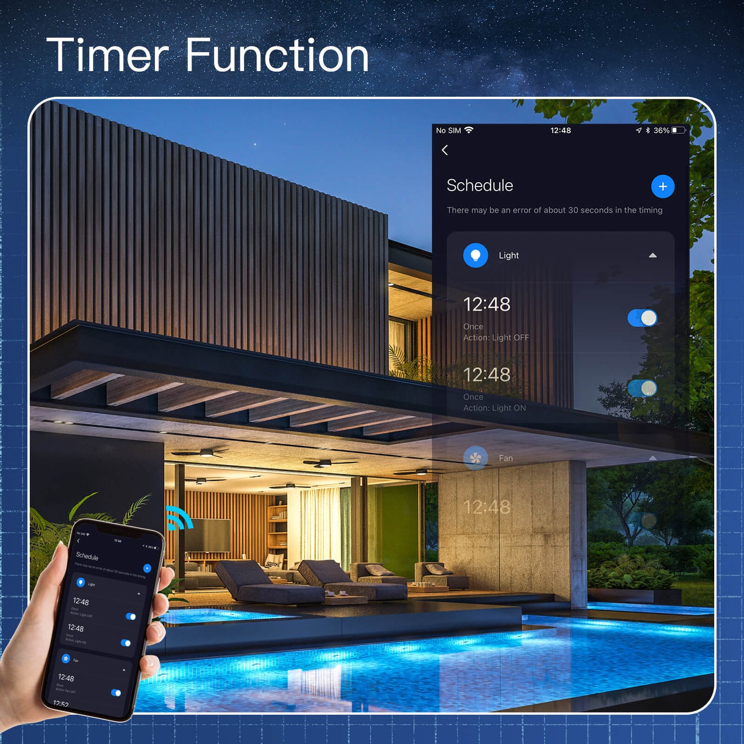 timer function | There may be an error of about 30 seconds in the timing - MOES