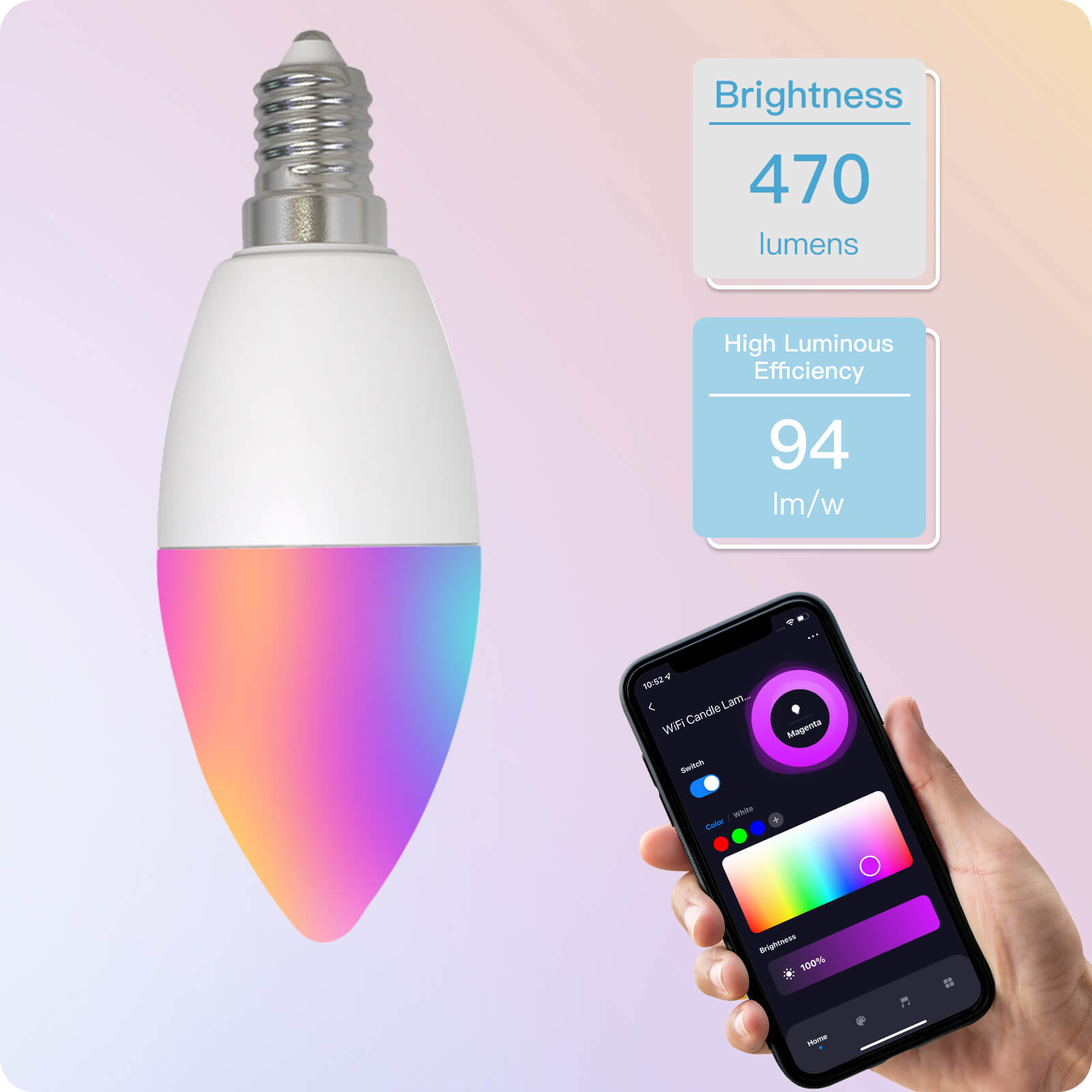 MOES WiFi Smart Candle LED LightBest Colored Dimmable Smart Bulbs