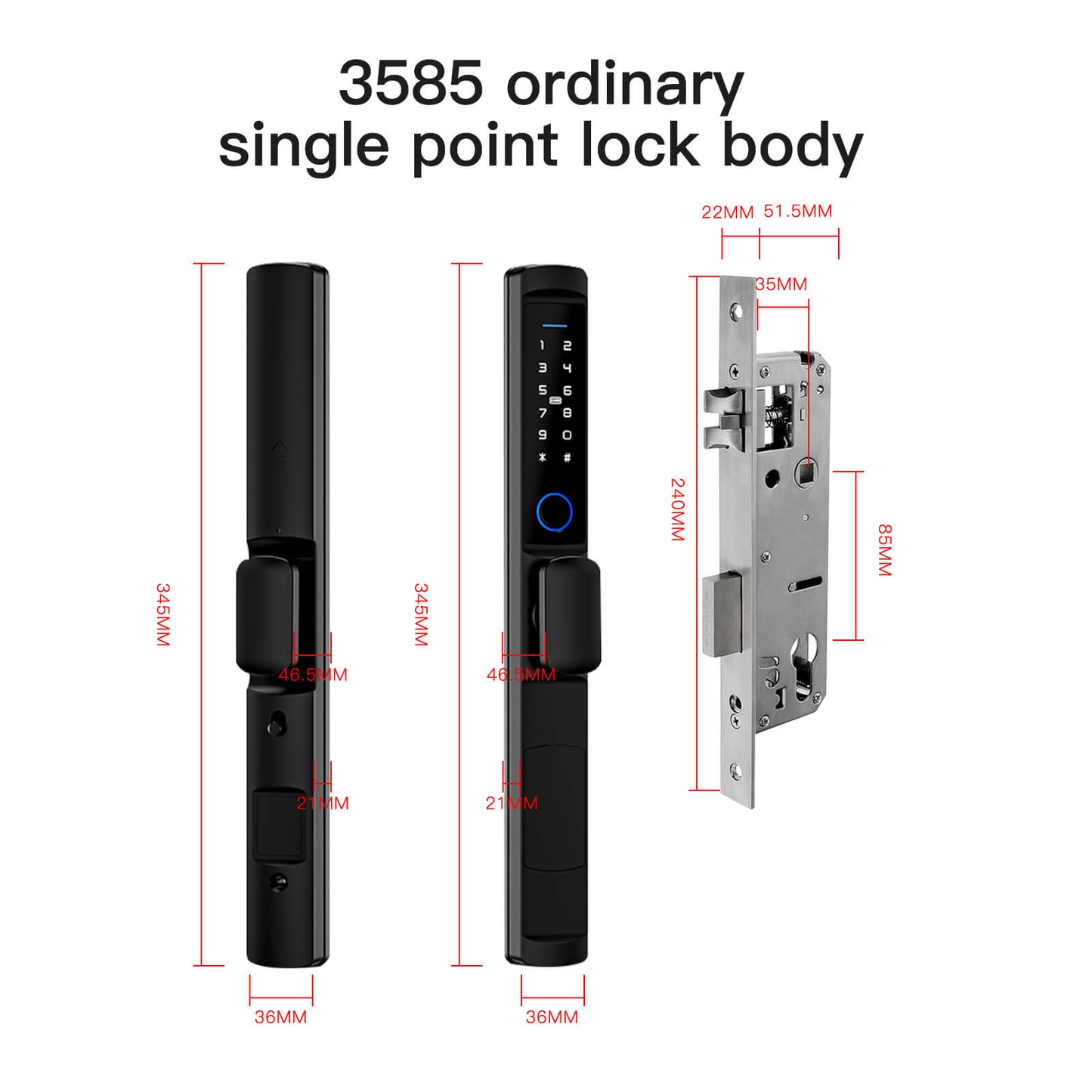 MOES WiFi Smart Narrow Side Fingerprint Coded Door Lock Remote Control Waterproof Two Handle Optional - MOES