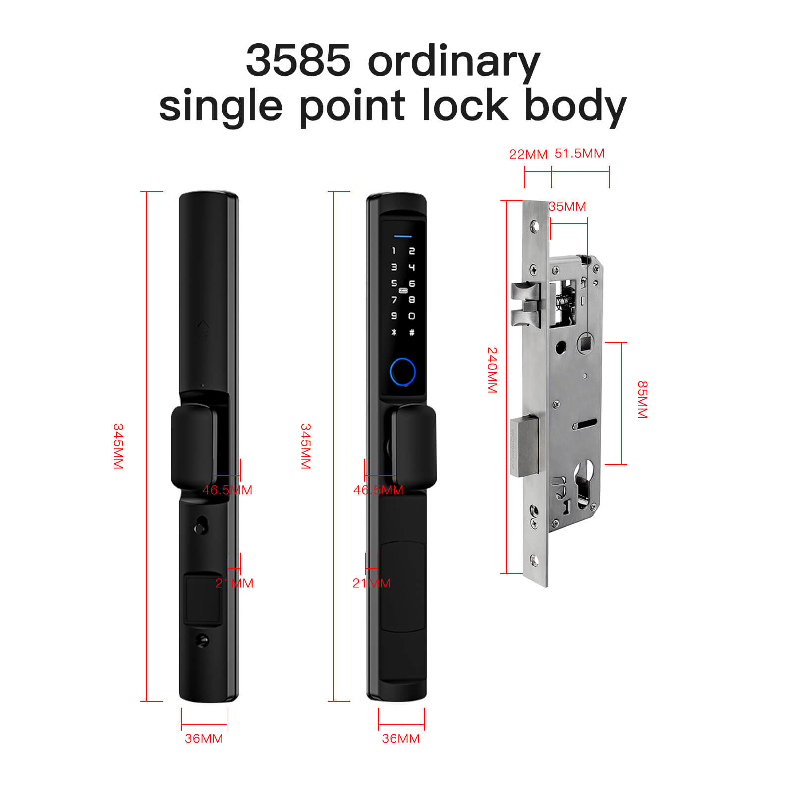 MOES WiFi Smart Narrow Side Fingerprint Coded Door Lock Remote Control Waterproof Two Handle Optional - MOES