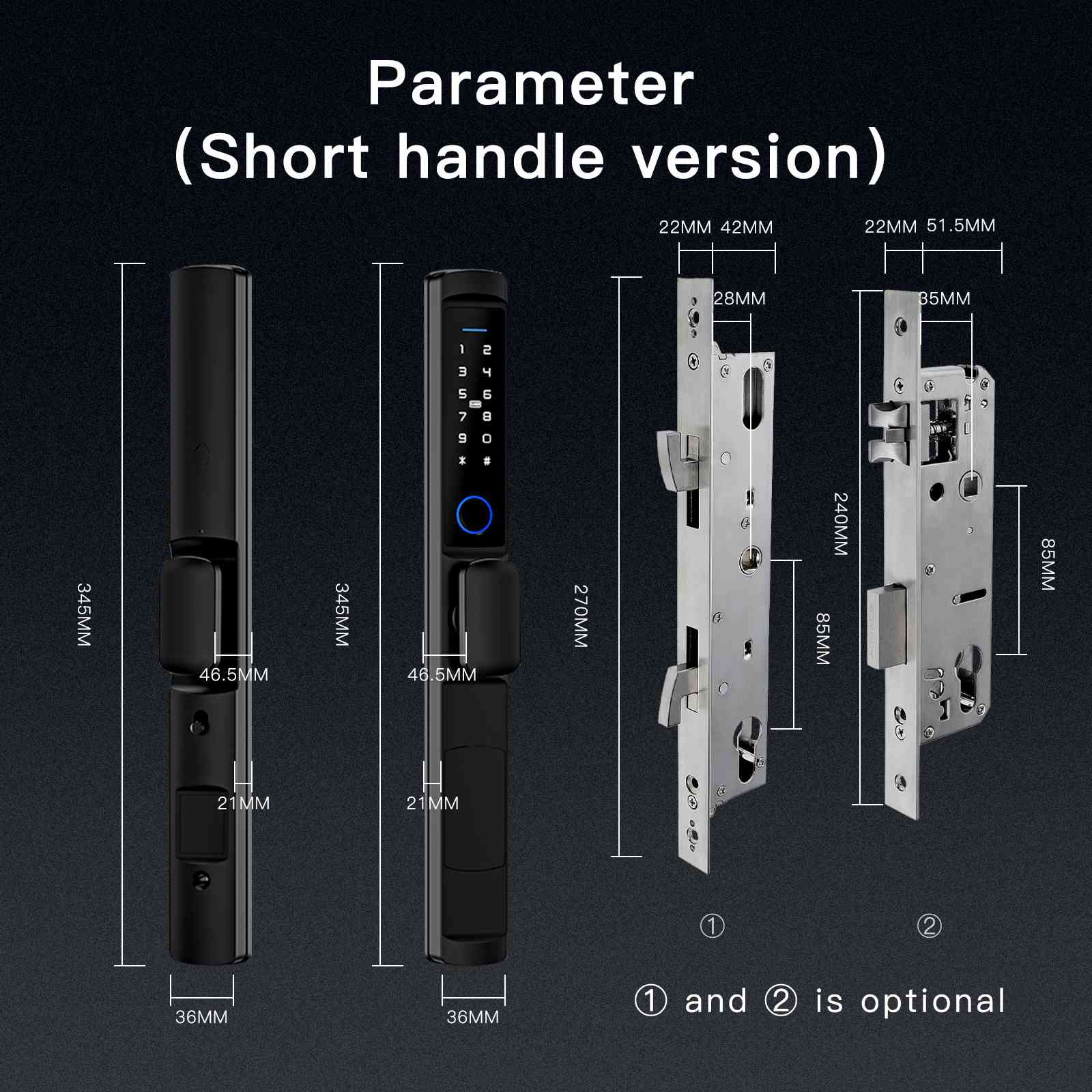 MOES WiFi Smart Narrow Side Fingerprint Coded Door Lock Remote Control Waterproof Two Handle Optional - MOES