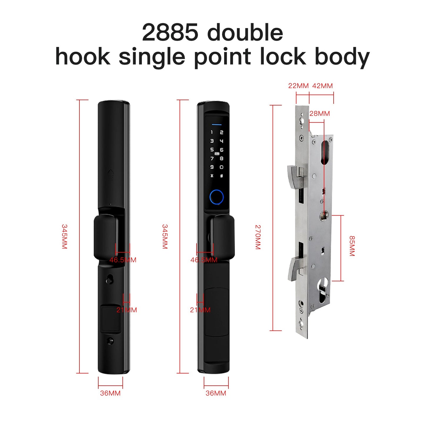 MOES WiFi Smart Narrow Side Fingerprint Coded Door Lock Remote Control Waterproof Two Handle Optional - MOES