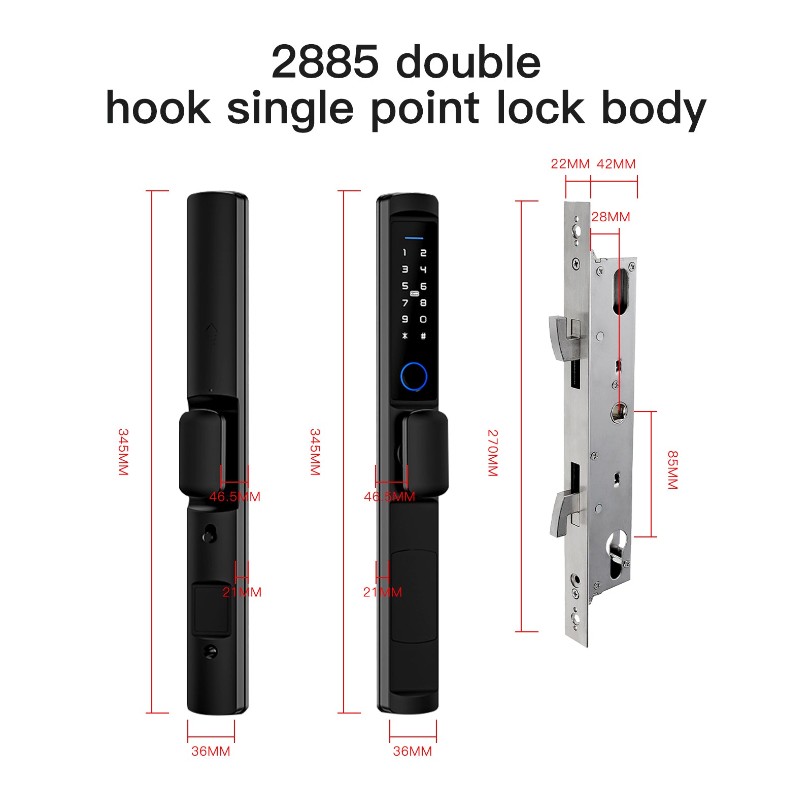 MOES WiFi Smart Narrow Side Fingerprint Coded Door Lock Remote Control Waterproof Two Handle Optional - MOES