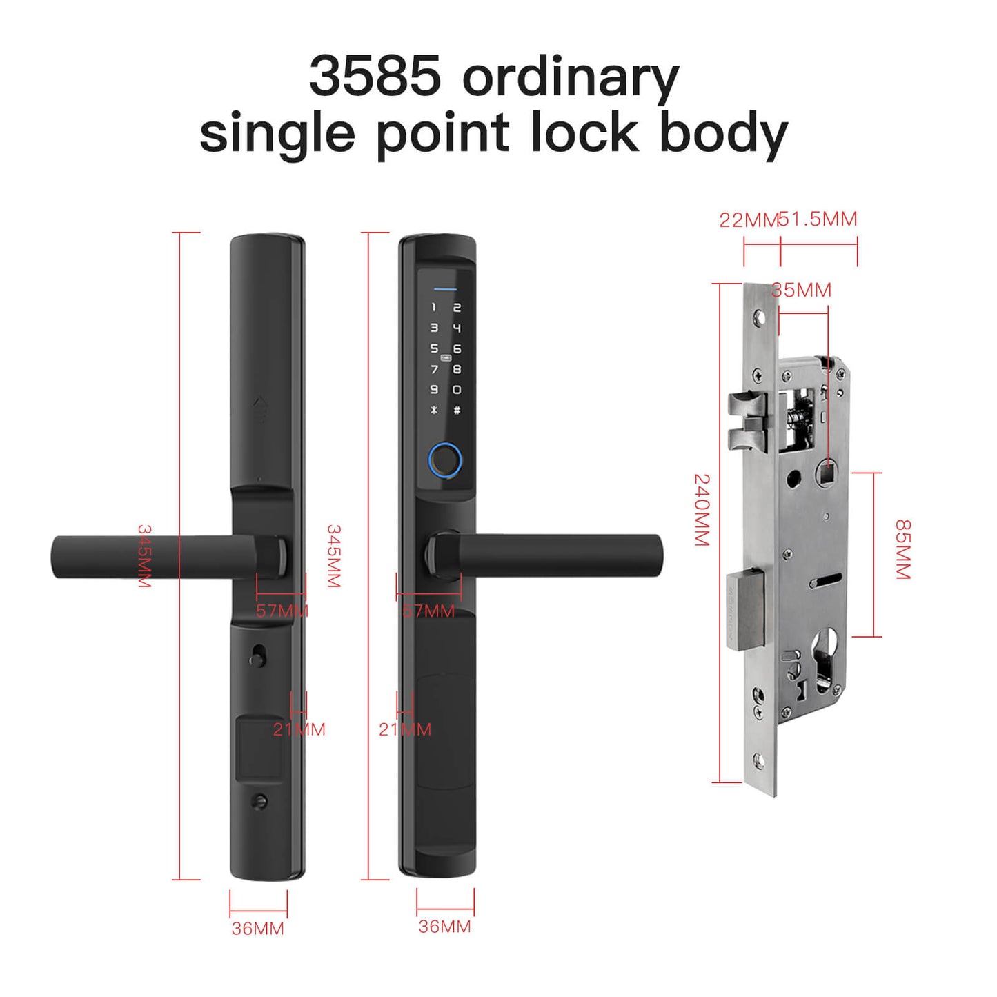 MOES WiFi Smart Narrow Side Fingerprint Coded Door Lock Remote Control Waterproof Two Handle Optional - MOES