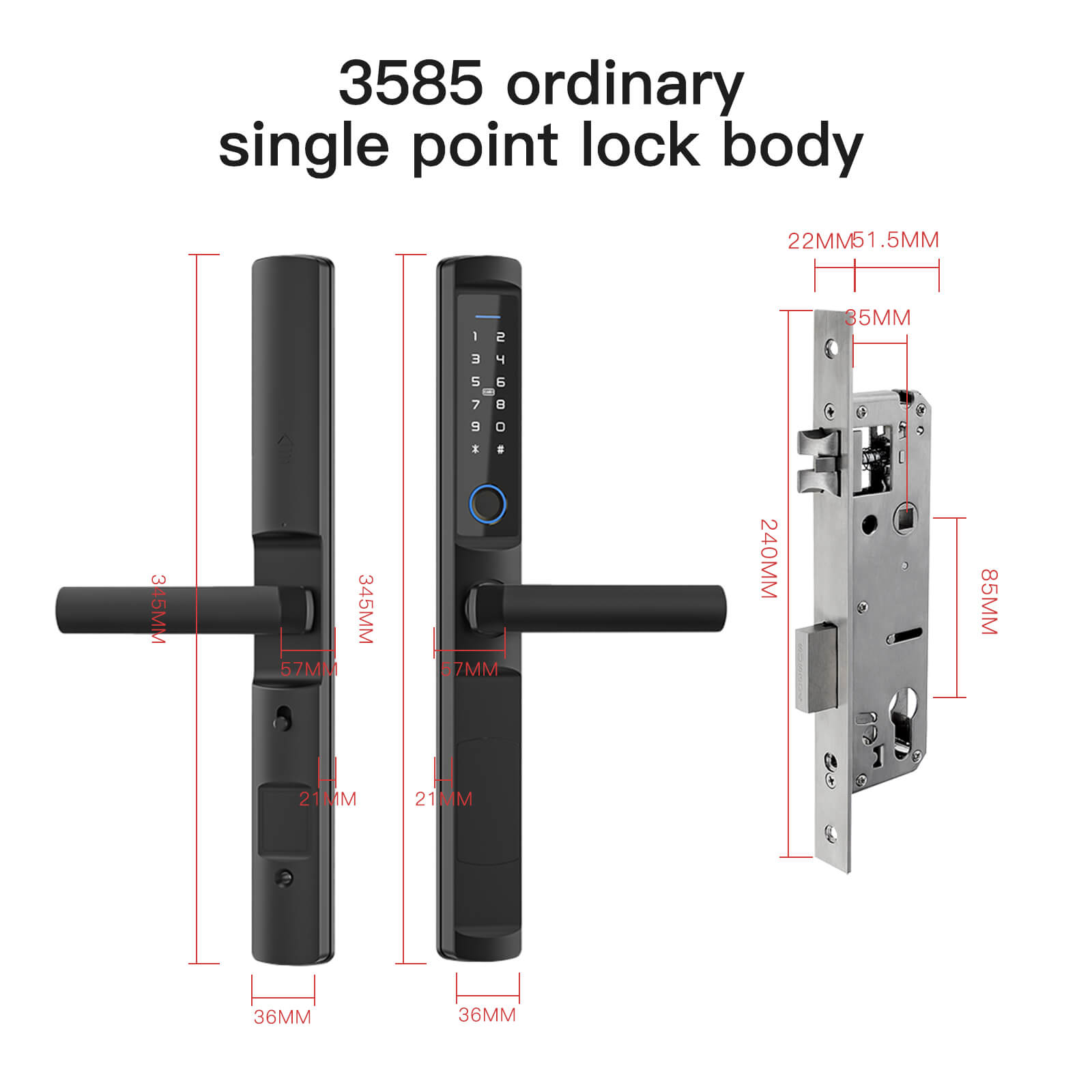 MOES WiFi Smart Narrow Side Fingerprint Coded Door Lock Remote Control Waterproof Two Handle Optional - MOES