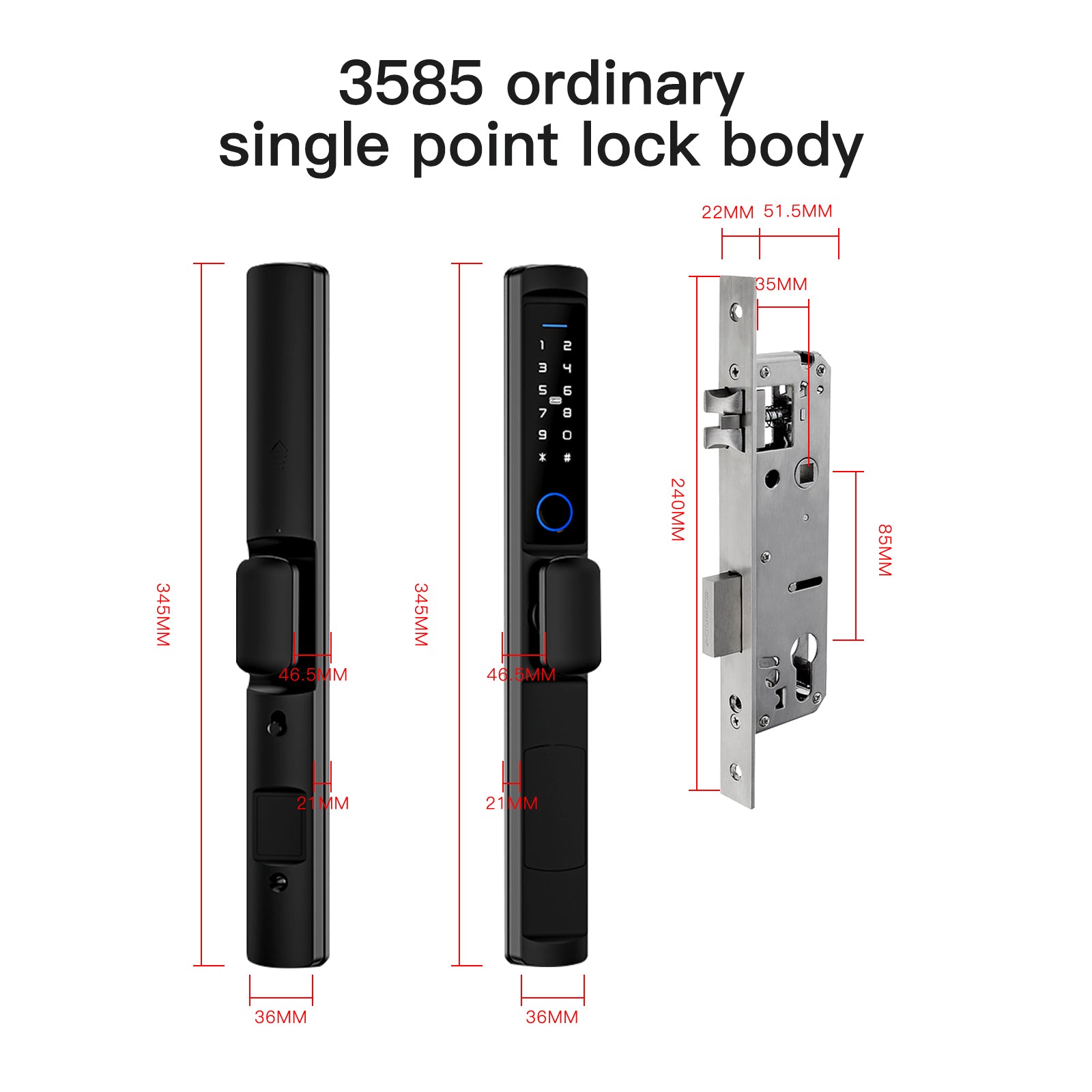 MOES WiFi Smart Narrow Side Fingerprint Coded Door Lock Remote Control Waterproof Two Handle Optional - MOES
