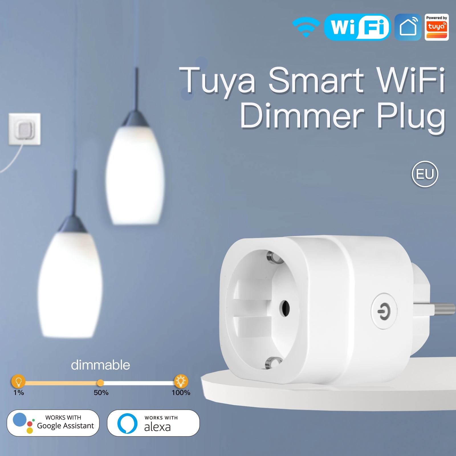 MOES WiFi Smart Power Dimmer Plug Brightness Adjust Timer Socket EU - MOES