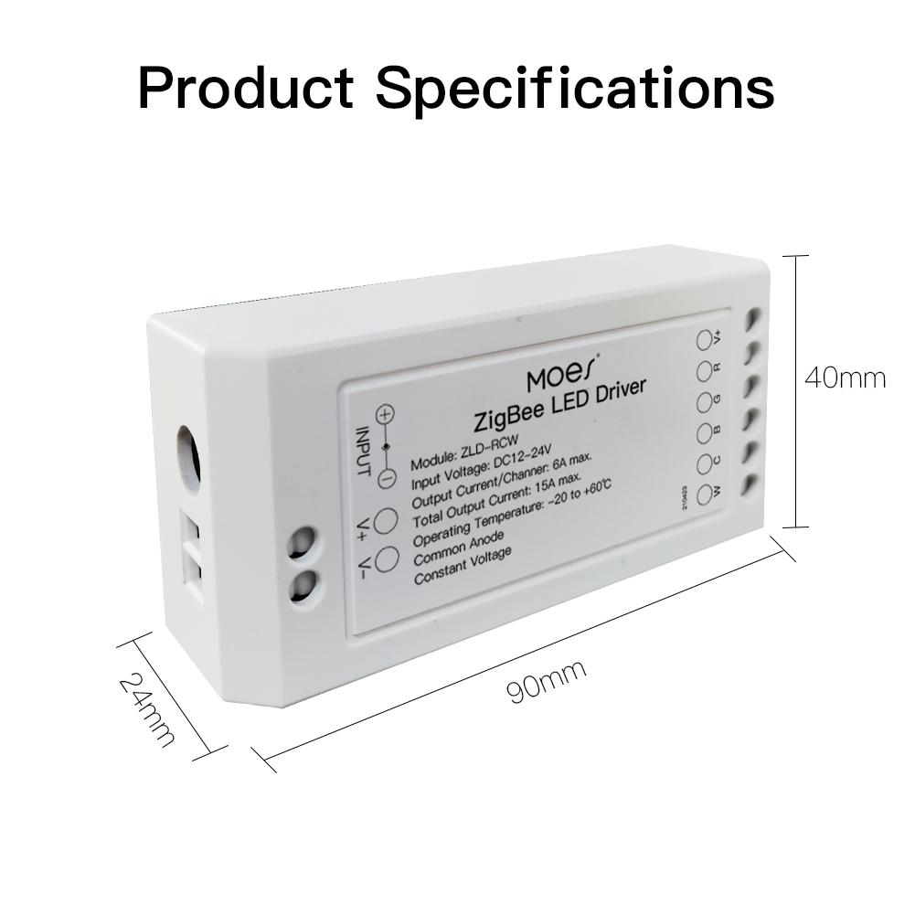 MOES ZigBee RGB Strip Light Multicolor LED Strip CCT LED Controller Plus Brightness Adjustable - MOES