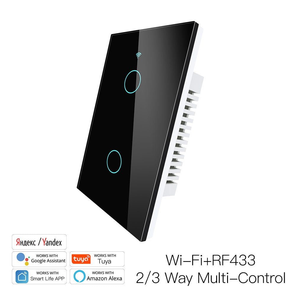 New Smart Glass Panel Switch Smart Life/Tuya App Multi-Control Association, Voice Control with Alexa,Google Home,1/2/3/4 Gang - Moes