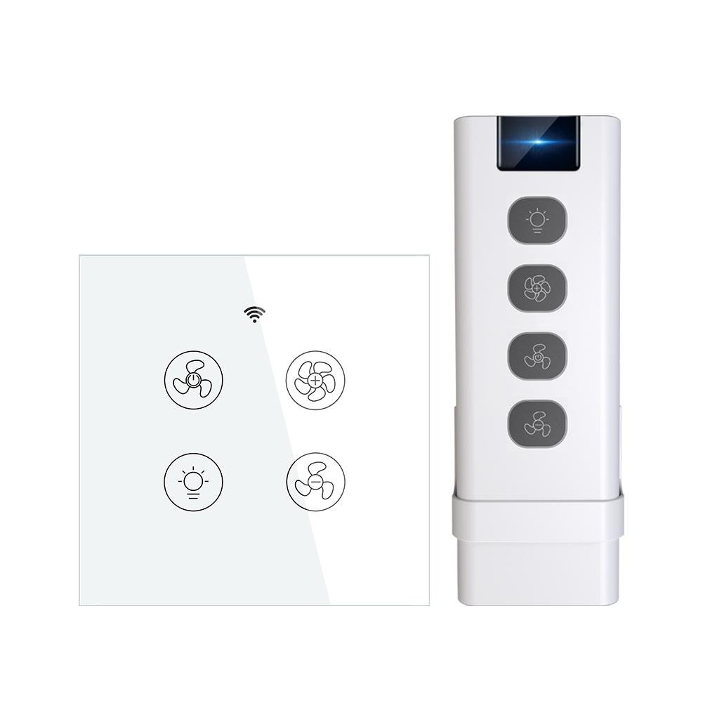New Updated Version WiFi RF Smart Ceiling Fan Light 2/3 Way Muilti-Control Association White EU - Moes