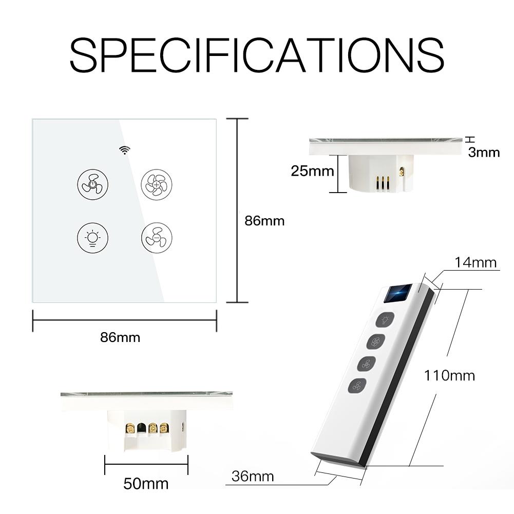 New Updated Version WiFi RF Smart Ceiling Fan Light 2/3 Way Muilti-Control Association EU - Moes