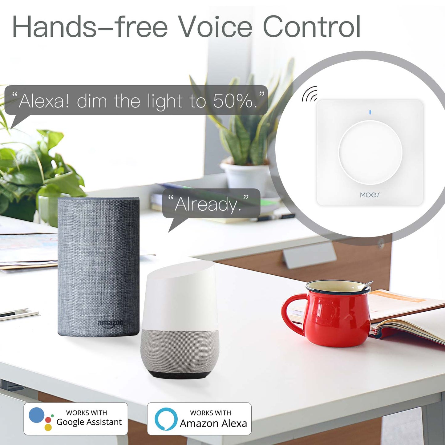 New WiFi Smart Rotary Light Dimmer Switch Schedule Timer Brightness Memory EU - Moes
