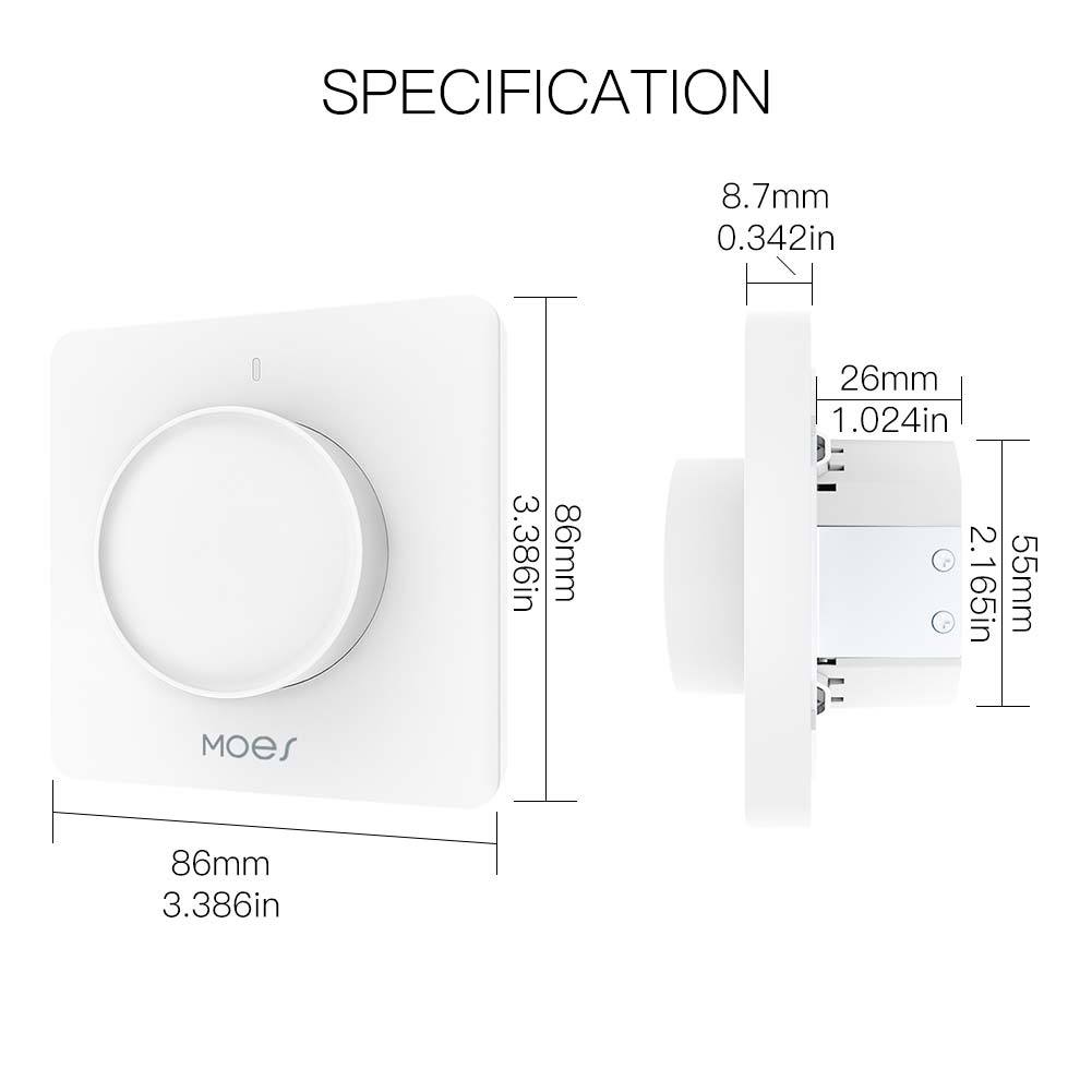 New WiFi Smart Rotary Light Dimmer Switch Schedule Timer Brightness Memory EU - Moes